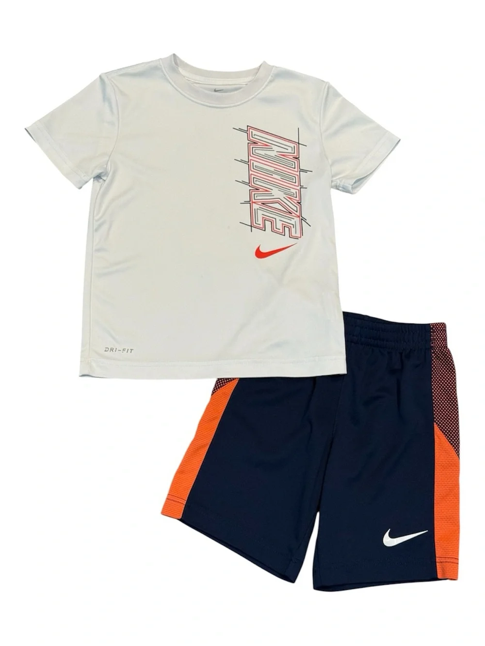 Nike Dri-Fit White, Navy & Orange Athletic Set